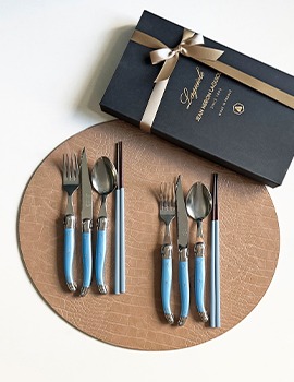 [선물포장] 장네론 라귀올 테이블양식기 블루 &amp; 샌들 젓가락 2인세트
