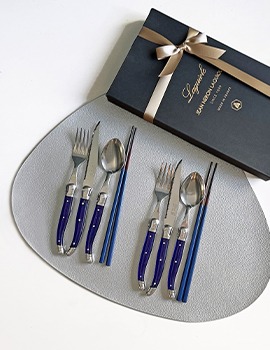[선물포장] 장네론 라귀올 테이블양식기 프렌치 블루 &amp; 샌들 젓가락 2인세트